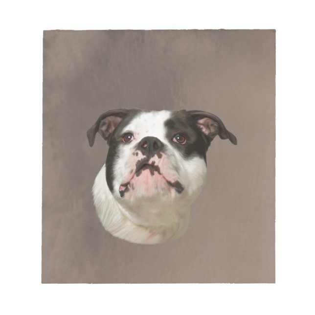 Bulldog Water Colour Art Painting Notepad (Front)