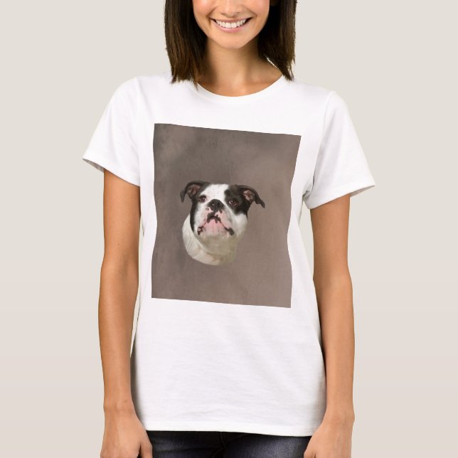 Bulldog Water Colour Art Painting T-Shirt (Front)