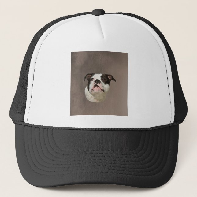 Bulldog Water Colour Art Painting Trucker Hat (Front)