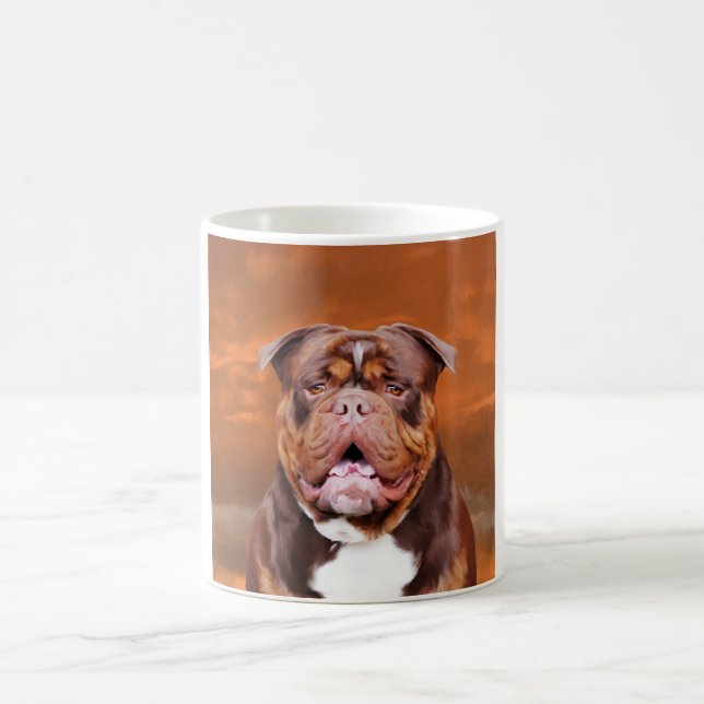 Bulldog Watercolor Art Portrait Coffee Mug (Center)