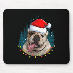 Bulldog Wearing Santa Hat Xmas - Bulldog Lover Chr Mouse Pad