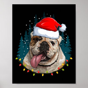 Bulldog Wearing Santa Hat Xmas - Bulldog Lover Chr Poster