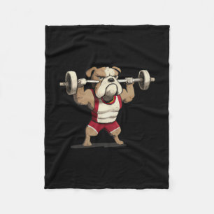 Bulldog Weightlifting Graphic Animal Fitness Gym F Fleece Blanket