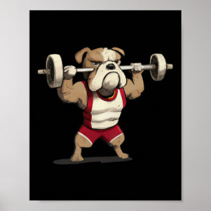 Bulldog Weightlifting Graphic Animal Fitness Gym F Poster