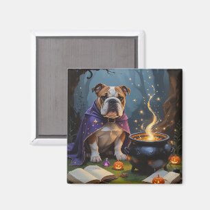Bulldog Whimsical Halloween Painting Magnet