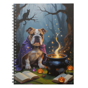 Bulldog Whimsical Halloween Painting Notebook