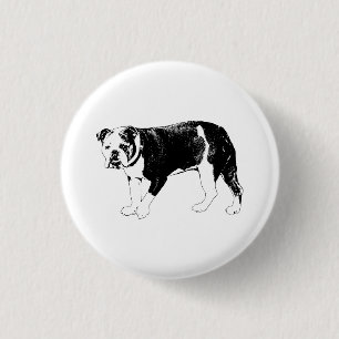 Bulldog Whimsy, Black-and-White Fun 3 Cm Round Badge