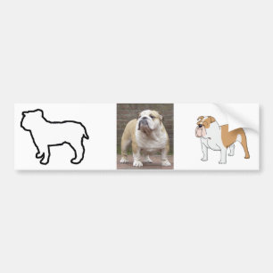 Bulldog White SIlhouette Bumper Sticker