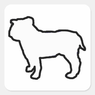 Bulldog White SIlhouette Square Sticker