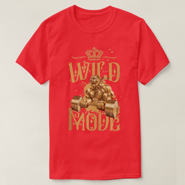 Bulldog Wild Mode Fitness Gym Workout Dog Beast  T-Shirt (Design Front)