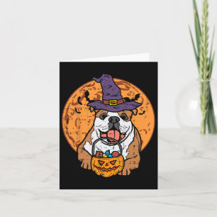 Bulldog Witch Hat Moon Jack O Lantern Halloween Do Card