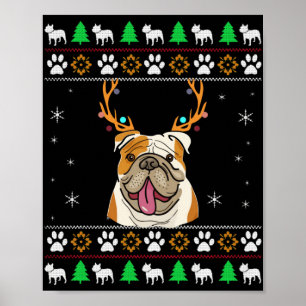 Bulldog With Antlers in an UGLY Christmas Poster