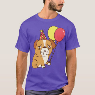 Bulldog With Balloons Funny T-Shirt