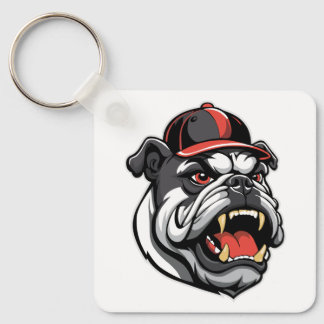 BULLDOG WITH BASEBALL CAP KEY RING