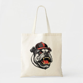 BULLDOG WITH BASEBALL CAP TOTE BAG