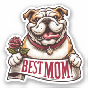 Bulldog with ''Best Mum'' sign