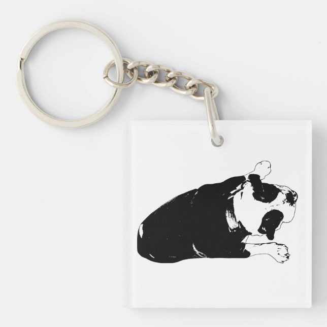 Bulldog with Bold Expression Key Ring (Front)