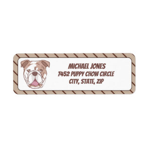 Bulldog with Brown Diagonal Stripes Return Address Label