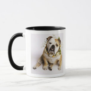 Bulldog with flower collar mug