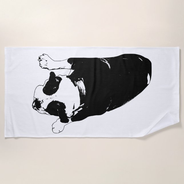 Bulldog with Fun Beach Vibes Towel (Front)