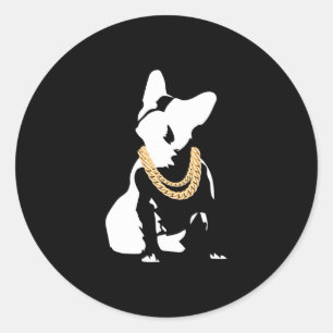 Bulldog With Gold Necklace Classic Round Sticker