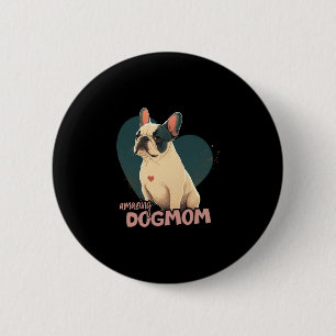 Bulldog With Heart Background 6 Cm Round Badge