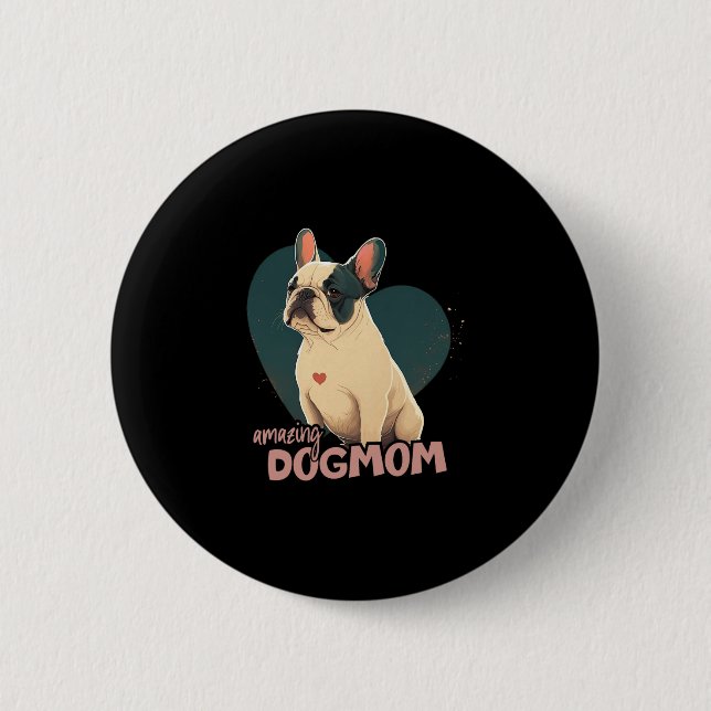 Bulldog With Heart Background  6 Cm Round Badge (Front)