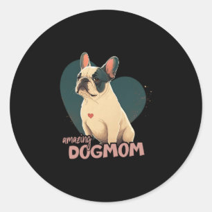 Bulldog With Heart Background Classic Round Sticker