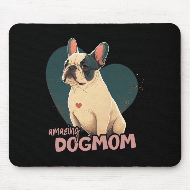 Bulldog With Heart Background  Mouse Pad (Front)