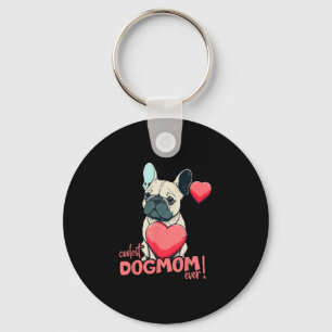 Bulldog With Heartballoon - Coolest Dogmom Ever!  Key Ring