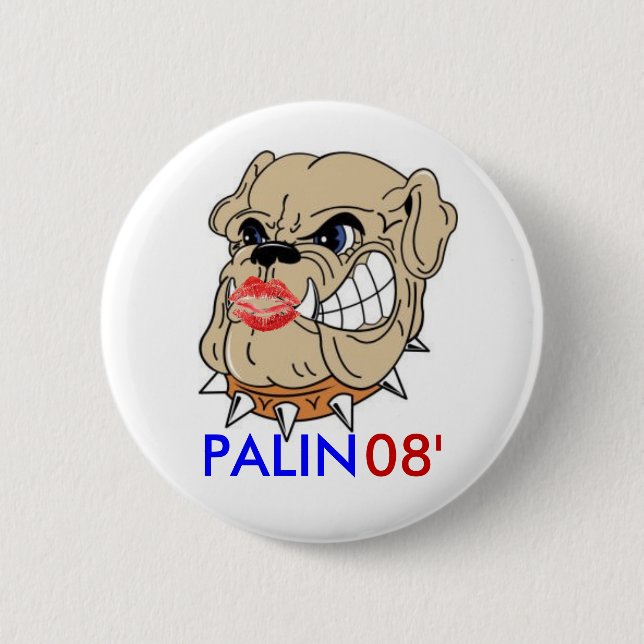 Bulldog with Lipstick 6 Cm Round Badge (Front)