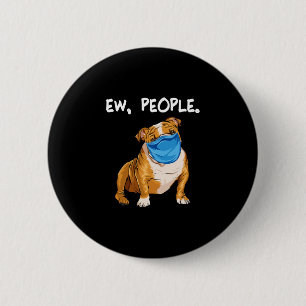 Bulldog With Mask 6 Cm Round Badge