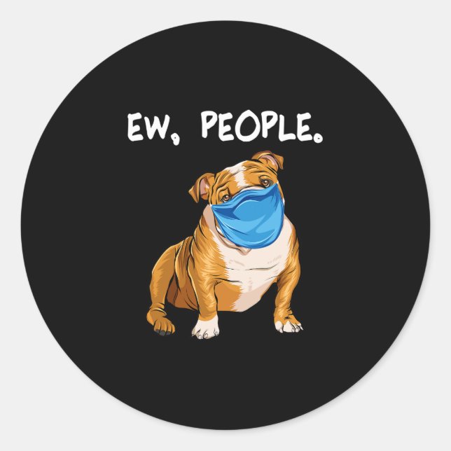 Bulldog With Mask  Classic Round Sticker (Front)