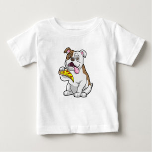 Bulldog with Piece of Pizza Baby T-Shirt