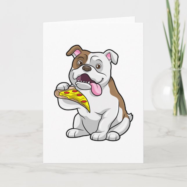 Bulldog with Piece of Pizza Card (Front)