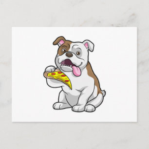 Bulldog with Piece of Pizza Postcard