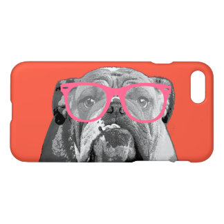 Bulldog with Pink Glasses Cute Funny Phone Case