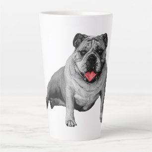 Bulldog with Playful Red Accents Latte Mug