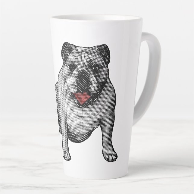 Bulldog with Red Dot Charm Latte Mug (Right Angle)