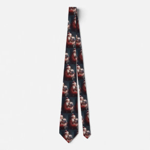 Bulldog With Santa Claus Festive Christmas  Tie