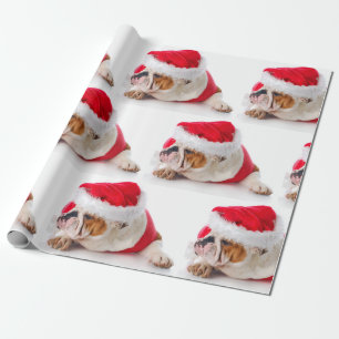 BULLDOG WITH Santa hat CHRISTMAS Wrapping Paper