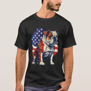 Bulldog With Us Stars And Stripes Flag Illustratio T-Shirt