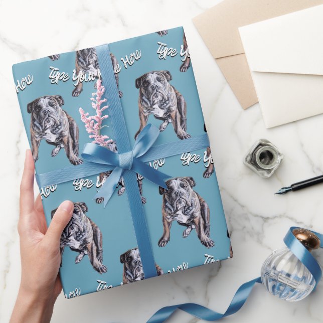 Bulldog Wrapping Paper Custom Dog Christmas Paper (Gifting)