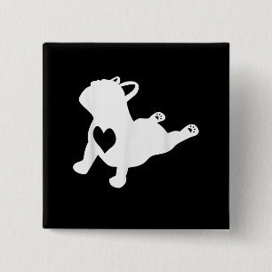 Bulldog Yoga Pose Love Heart Workout Gift 15 Cm Square Badge