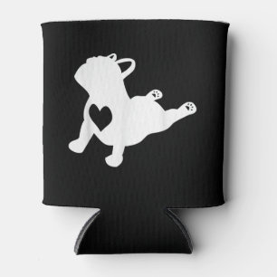 Bulldog Yoga Pose Love Heart Workout Gift Can Cooler