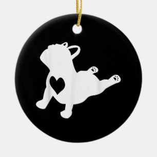 Bulldog Yoga Pose Love Heart Workout Gift Ceramic Ornament