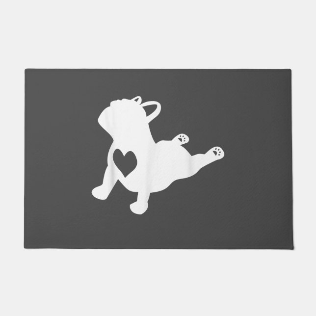 Bulldog Yoga Pose Love Heart Workout Gift Doormat (Front)