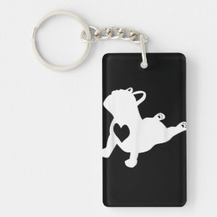 Bulldog Yoga Pose Love Heart Workout Gift Key Ring