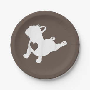Bulldog Yoga Pose Love Heart Workout Gift Paper Plate