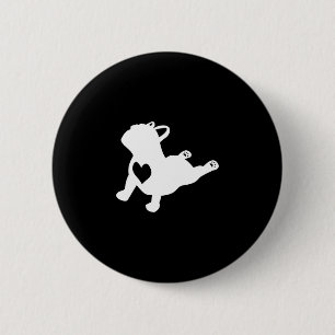 Bulldog Yoga Pose With Heart Of Love French Gift 6 Cm Round Badge
